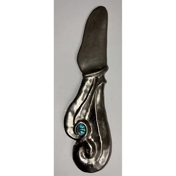 Butter Knife Pate Spreader Metal Abalone Aboriginal Vintage‎