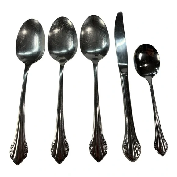 5 Pc Oneida Canada Bittersweet/Repose Serving Set Stainless Steel Spoons Knife
