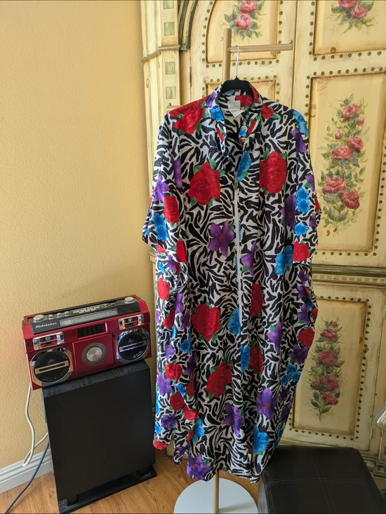 Floral Zebra Print Moomoo-Front Maxi Dress - Multicolor One Sz