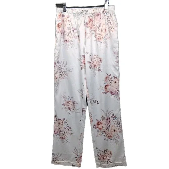Le Rose Pajama Satin Pants Rose Motif Size XS Cottagecore Feminine