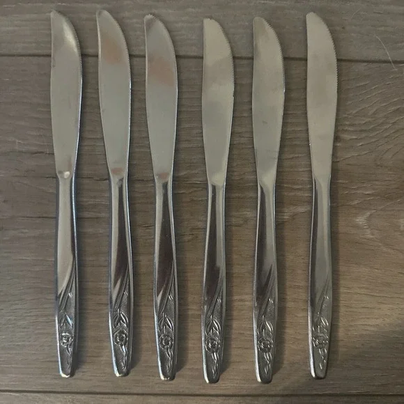 6 PCs International Silver INS88  Modern Solid Dinner‎ Knife