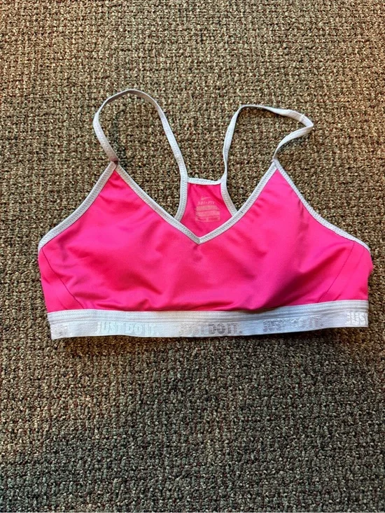 Nike Hot Pink Light Support Sports Bra with White Band