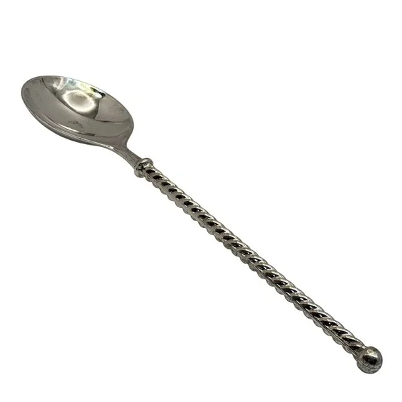 Vintage‎ Italian Silverplate Serving Spoon Twisted Handle EP Zinc Italy