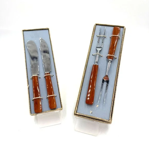 MCM Justinus Solingen Serving‎ Set Amber Brown 1960s 6.5