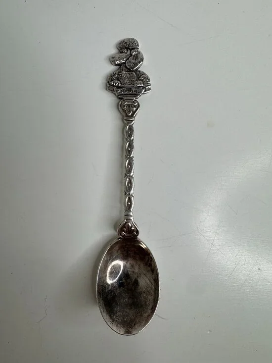 Silver Plated Souvenir Spoon Textured Poodle Handle Embossed. Vintage Collectibl
