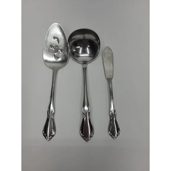 Oneidacraft Deluxe Stainless Flatware Pie Server, Ladle, Butter Knife