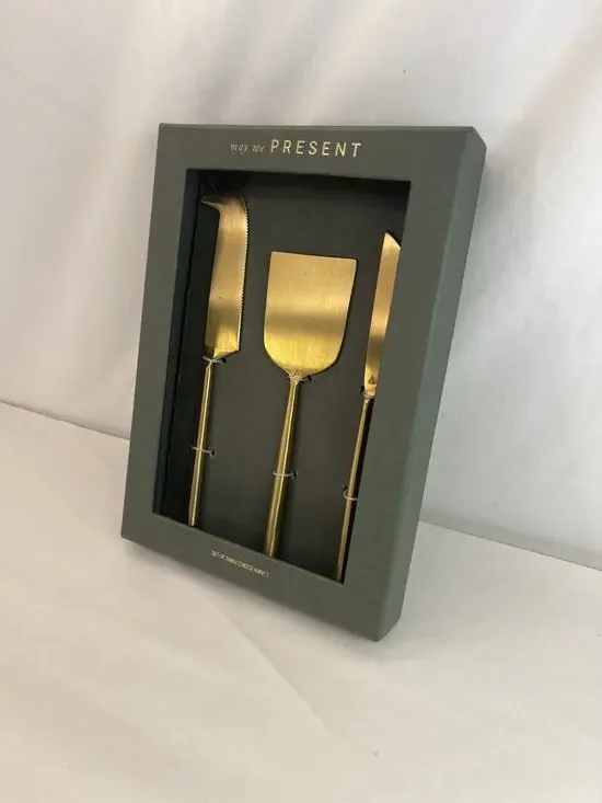 Anthropologie May We Present Brass Cheese Knives Set of 3 Monogram Letter A NIB