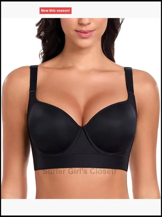 Push Up Full Coverage Back Smoothing Underwire Bra Women