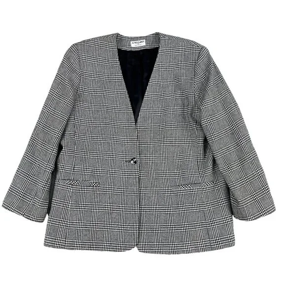 Alfred Dunner Womens Woolblend Houndstooth Career‎ Blazer Sz 16