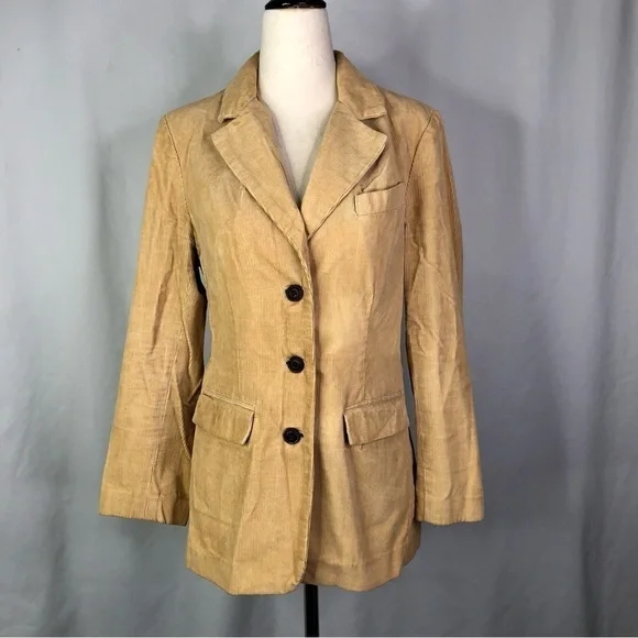 VINTAGE corduroy blazer jacket tan wheat color 1970s 70s juniors 11