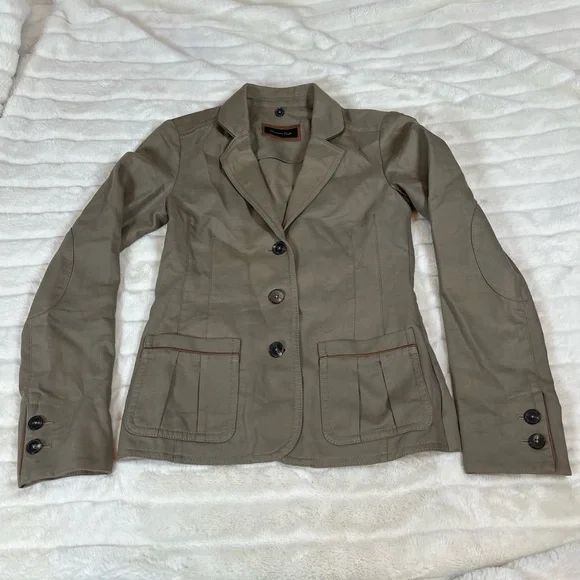 Massimo Dutti XS/S Khaki Green Fall Winter Workwear Preppy Forestcore Blazer NYC