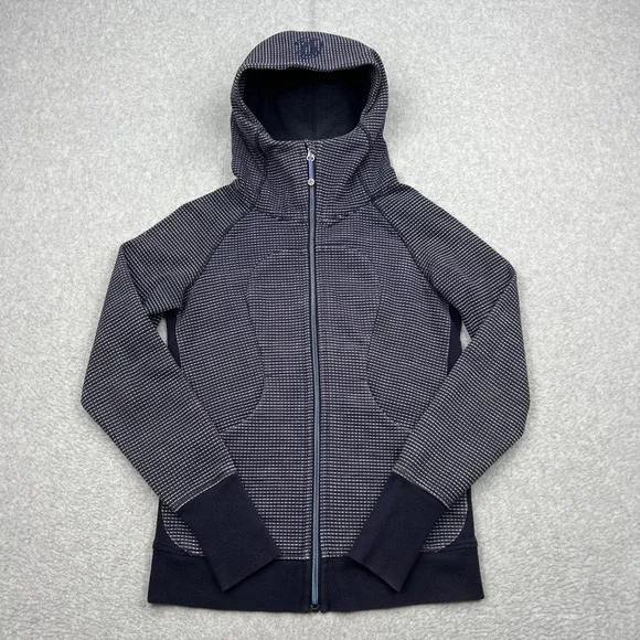 Lululemon Scuba Hoodie III Womens 6 Naval Blue Double Dot Full Zip Jacket W4IC8S