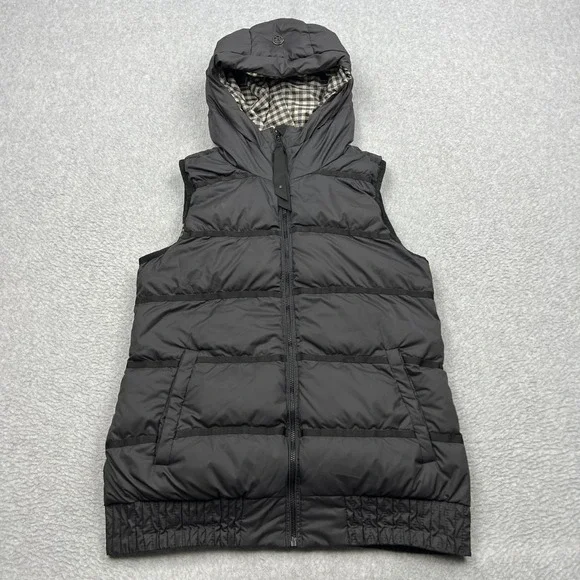 Lululemon Chilly Chill Puffy Vest Womens 6 Black Goose Down Reversible W4D68S