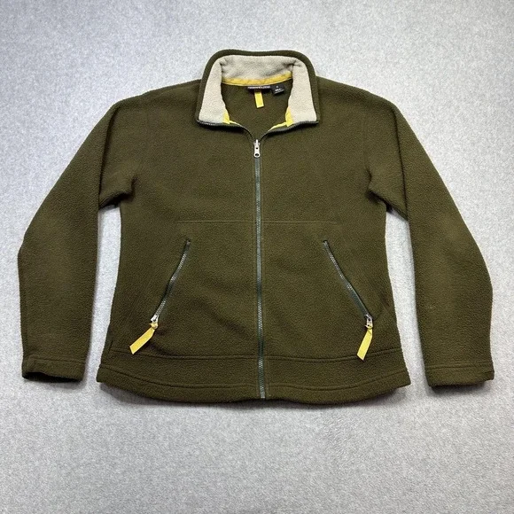 Vintage Patagonia Synchilla Jacket Women Medium Brown Green Zip Pockets 2000 USA