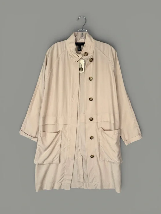 Forever 21 Longline Utility Jacket Beige Lyocell S‎ Lightweight Casual