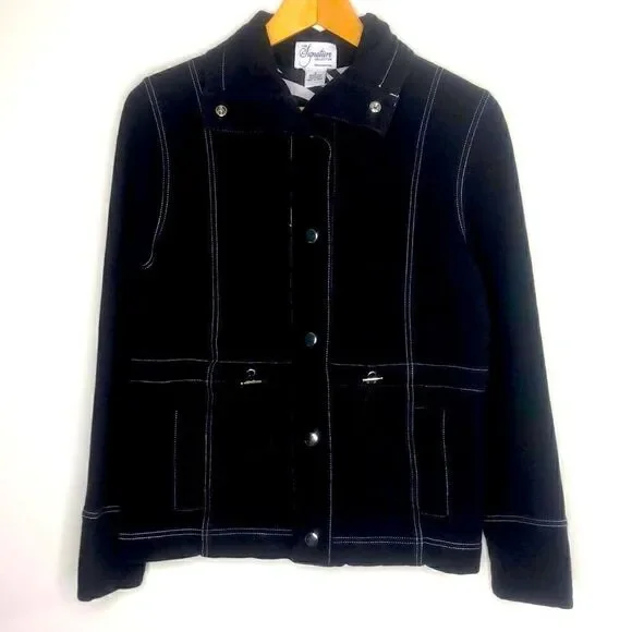 Holland America Line Signature Collection Black Snap Front Jacket Silver Size S
