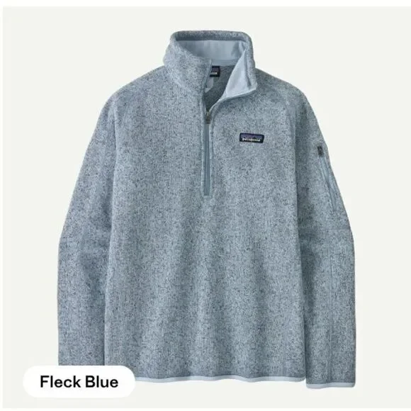 Patagonia Better Sweater Jacket Women Small 1/4 Zip Fleck Blue