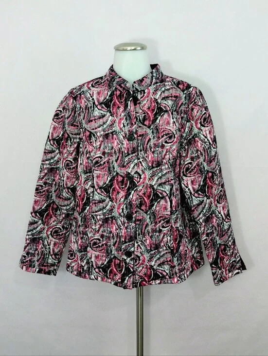 Christopher & Banks Quilted Reversible Button-Front Jacket NWT