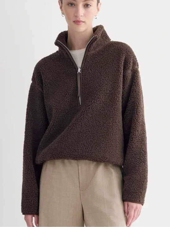 Everlane Reversible Teddy Half Zip Pullover