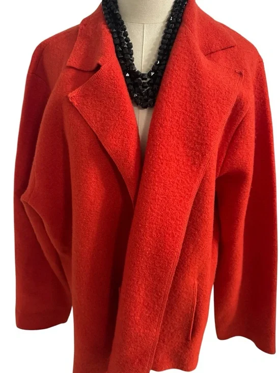 Eileen Fisher Orange Wool Cardigan Sweater Jacket XL