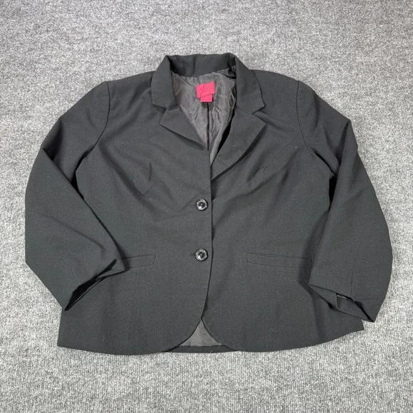 212 Collection Blazer Womens 16‎ Black Two Button Career Suit Jacket