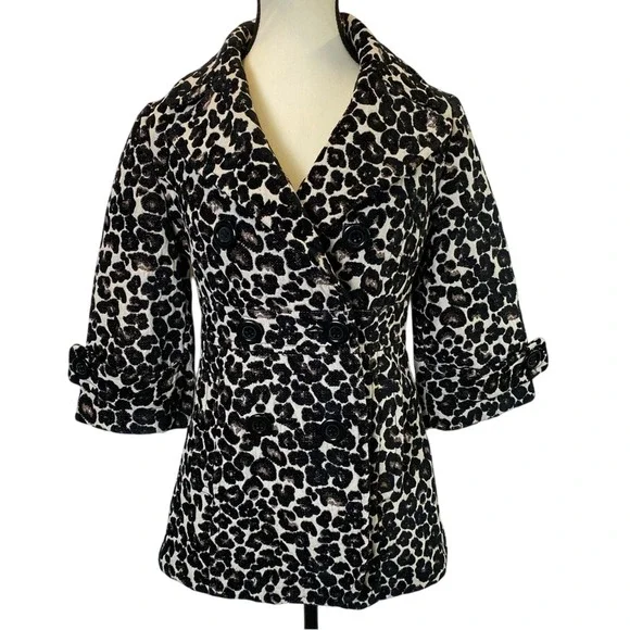Forever 21 Leopard Animal‎ Print Jacket Size Small Double Breasted Collared