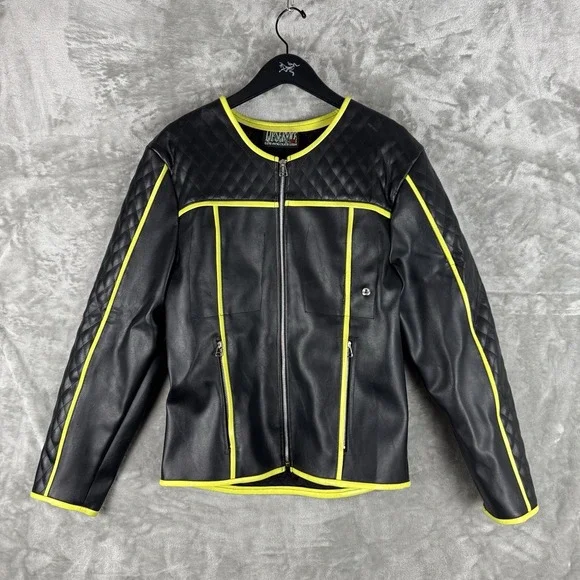 Vintage LIP SERVICE‎ Rock Moto Full Zip Jacket Womens Size Large PVC Cloth USA
