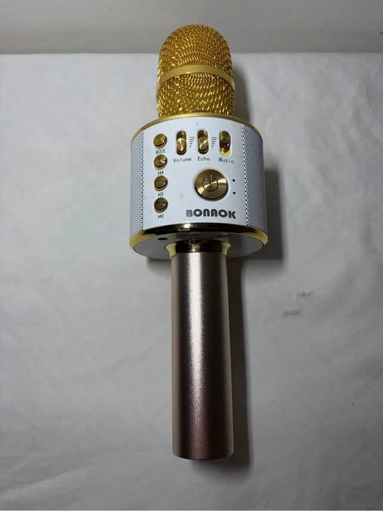 Gold & White Wireless Handheld Karaoke Microphone
