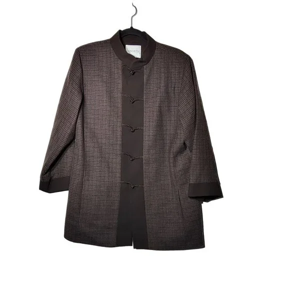 Doncaster Women's 100% Wool Brown‎ Plaid Blazer Size 8 Career Fall Office Winter