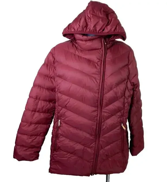 Michael Kors Womens XL Jacket Packable Down Asymmetrical Zip Puffer Hooded