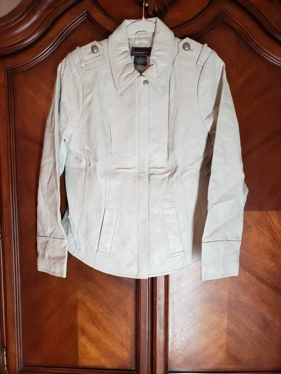 Vintage Bradley Bayou Genuine Leather Jacket - Cream/Bone White Size M (MINT)