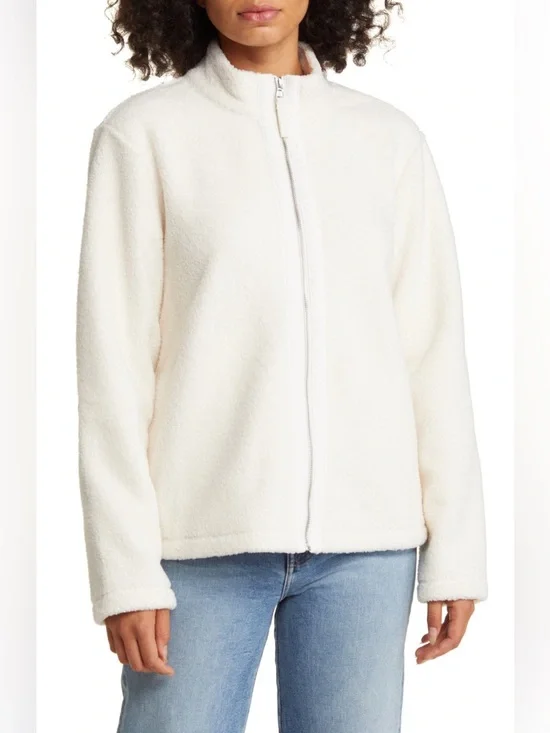 Tommy Bahama Salma Faux Shearling Cream Zip-Up Fleece Jacket‎ Sherpa Size XS