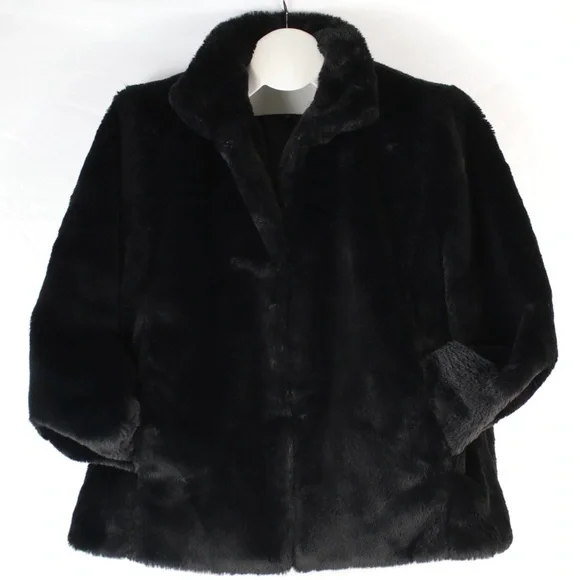 Express Black Faux‎ Fur Jacket Womens Size XL - NEW
