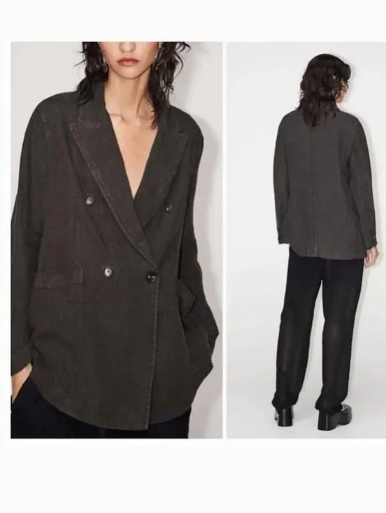 ZARA RELAXED FIT LINEN BLAZER LIMITED EDITION Size XS