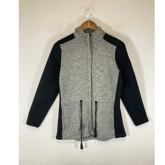 Gorpcore ZeroXposur Womens LG Charcoal Gray Hybrid‎ Knit Quilted Full Zip Jacket