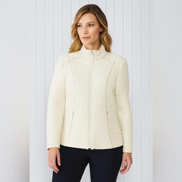 PENDLETON Vintage ZIP Up Front Cream Textured LINED‎ JACKET Size S