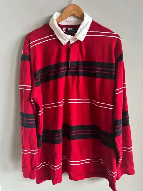 Vintage Chaps Ralph Lauren Striped Rugby Shirt - Men's XXL (Crest Logo)