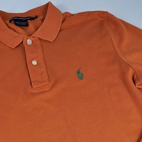 Ralph Lauren Golf Mens M Orange Long Sleeve Polo Shirt Old Marsh Golf Club Logo