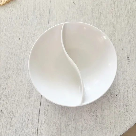 Vintage MCM HOLIDAY BY KENRO White Melmac Melamine Divided Serving Bowl 9