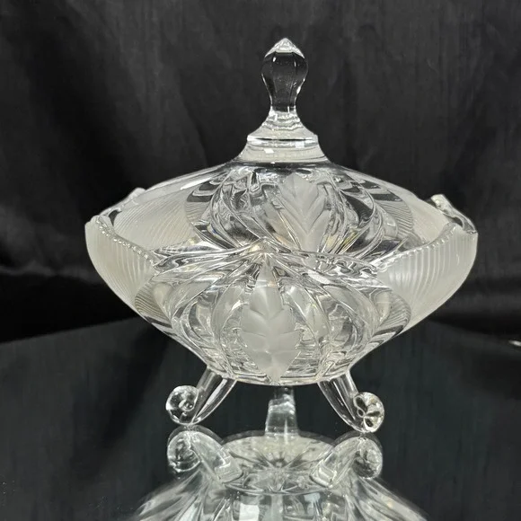 Beyer Bleikristall 24% Lead Crystal Covered Candy Dish 3 Footed West Germany