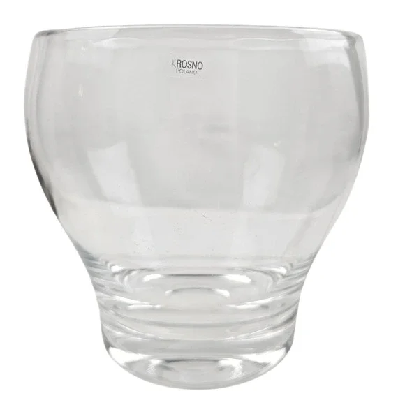 Krosno Poland Clear Glass Bulbous Hand Blown Decorative Bowl Weighted Base