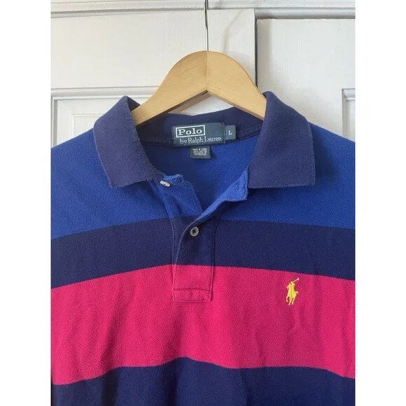 Vintage Polo Ralph Lauren Striped Polo Shirt Men's Large Multicolor 90s Preppy