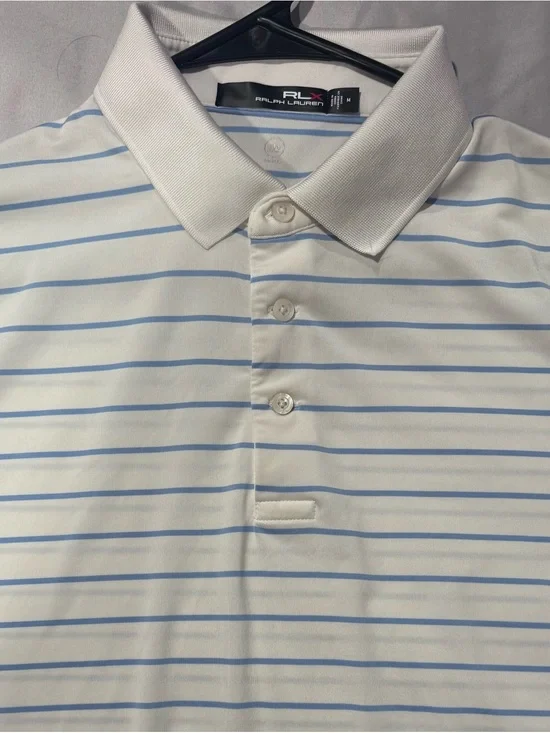 Ralph Lauren White Polo with Light Blue Stripes
