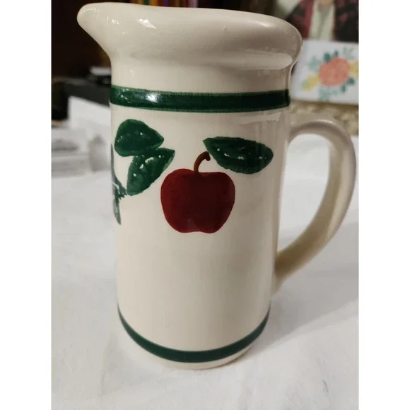 Vintage‎ Ceramic Apple Ivy Pitcher Creamer Hand Painted Farmhouse Decor 6 inch