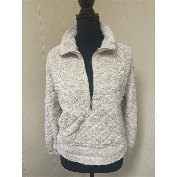 NO BOUNDARIES‎  Pull Over Fleece Jacket w/ Zipper & Pocket Child Sm (3-5) Cream