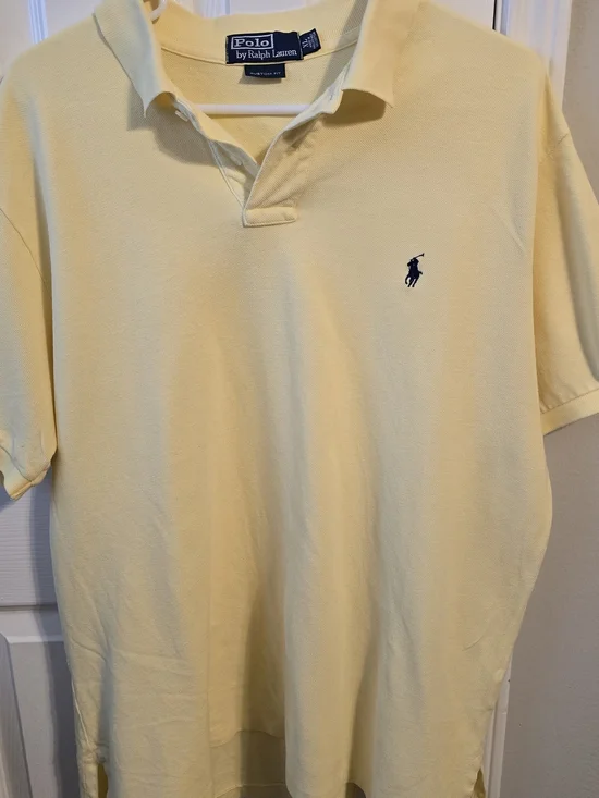 Vintage Ralph Lauren Polo Shirt in Pale Yellow with Navy Pony