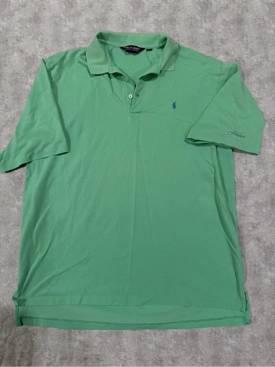 Vintage Y2K Ralph Lauren Mint Green Polo Shirt with Blue Pony Embroidery