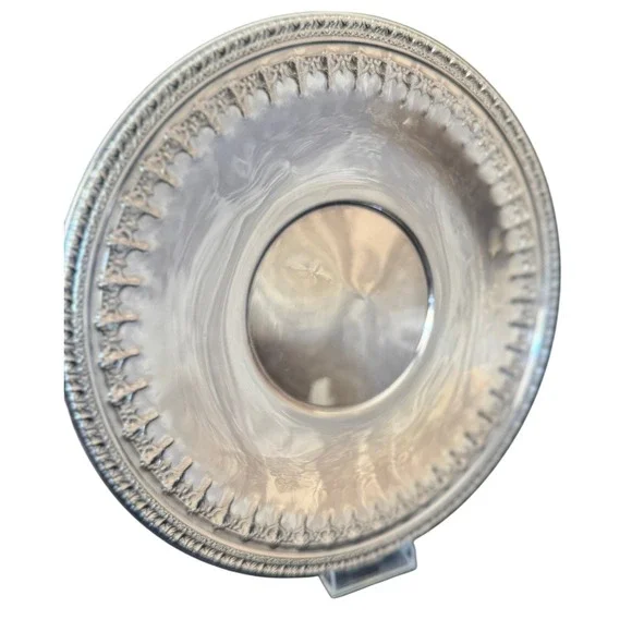 Reed & Barton 1287 Silver Plate Round Serving Tray Gadroon Scroll Border 12in