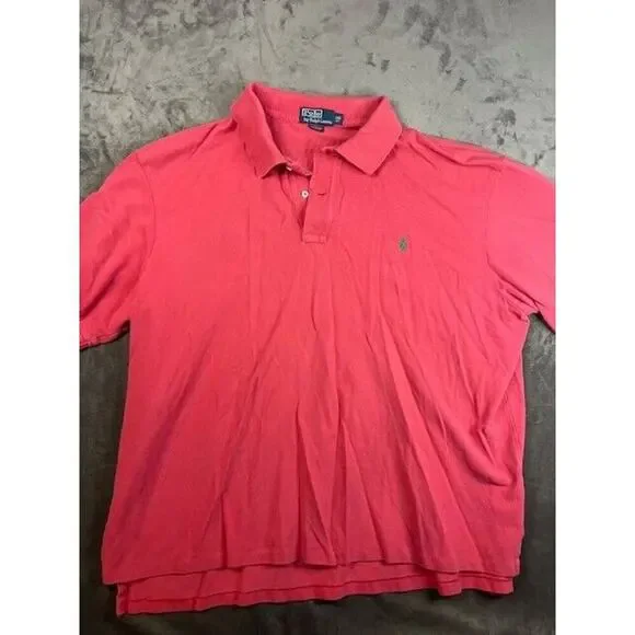 Polo‎ Ralph Lauren Mens Shirt Size 2Xb RED Short Sleeve Green Pony Vintage