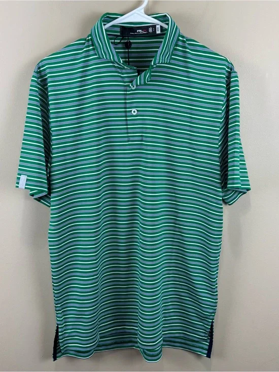 Ralph Lauren Green‎ and White Striped Polo Shirt